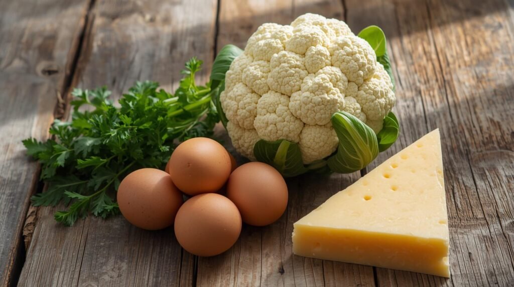 ingredientes da mini pizza saudável de couve flor