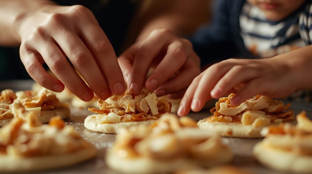 montagem de mini pizza saudável de couve flor