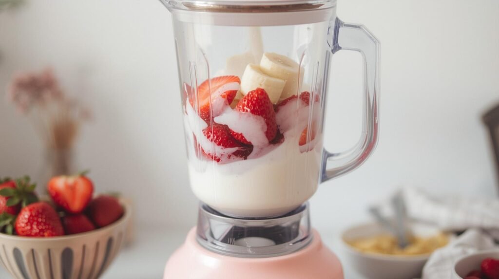 vitamina sendo preparada liquidificador