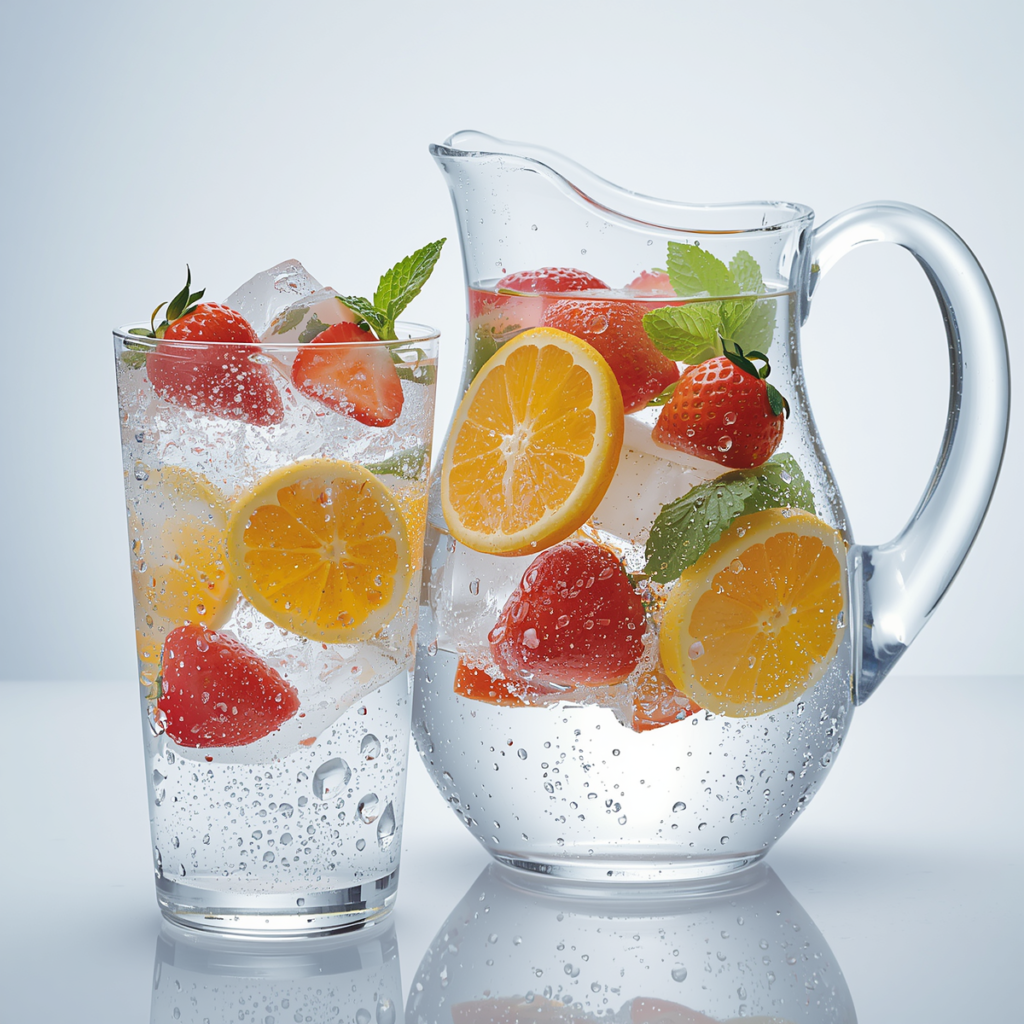 água saborizada natural com frutas para crianças