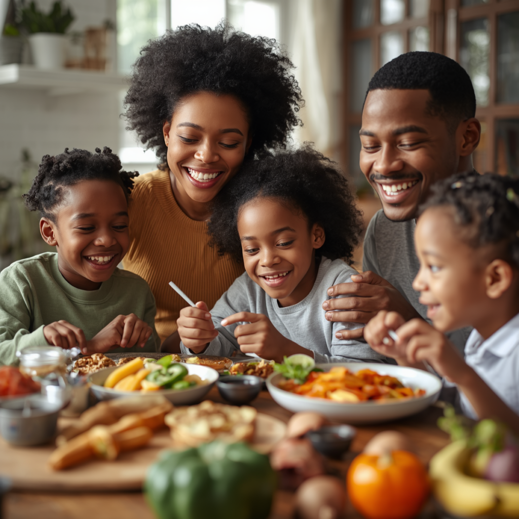 família feliz refeição saudável infantil